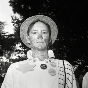 Rosalind Solomon (born 1930), Silence Equals Death, Washing¬ton, DC, 1987–90. Gelatin silver print, 20 × 16 inches. Courtesy of Bruce Silverstein Gallery, New York. © Rosalind Solomon, Photo courtesy of Bruce Silverstein Gallery, NY.